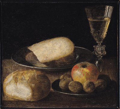 Nature morte de fruits, fromage et pain - Sebastian Stoskopff